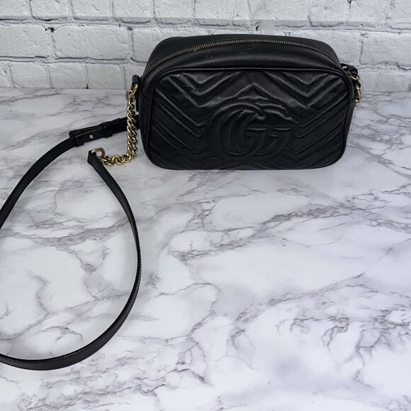 GUCCI Marmont Small Matelasse Shoulder Bag Black - Picture 6 of 14
